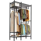 Heavy Duty Clothes Rack, Clothing Racks for Hanging Clothes, Freestanding Garment Racks with Shelves, Adjustable Closet Racks, Max Load 1000LBS