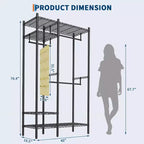 Portant à vêtements robuste, Supports à vêtements pour suspendre les vêtements, Portants autoportants avec étagères, Portants de placard réglables, Charge maximale 450 kg