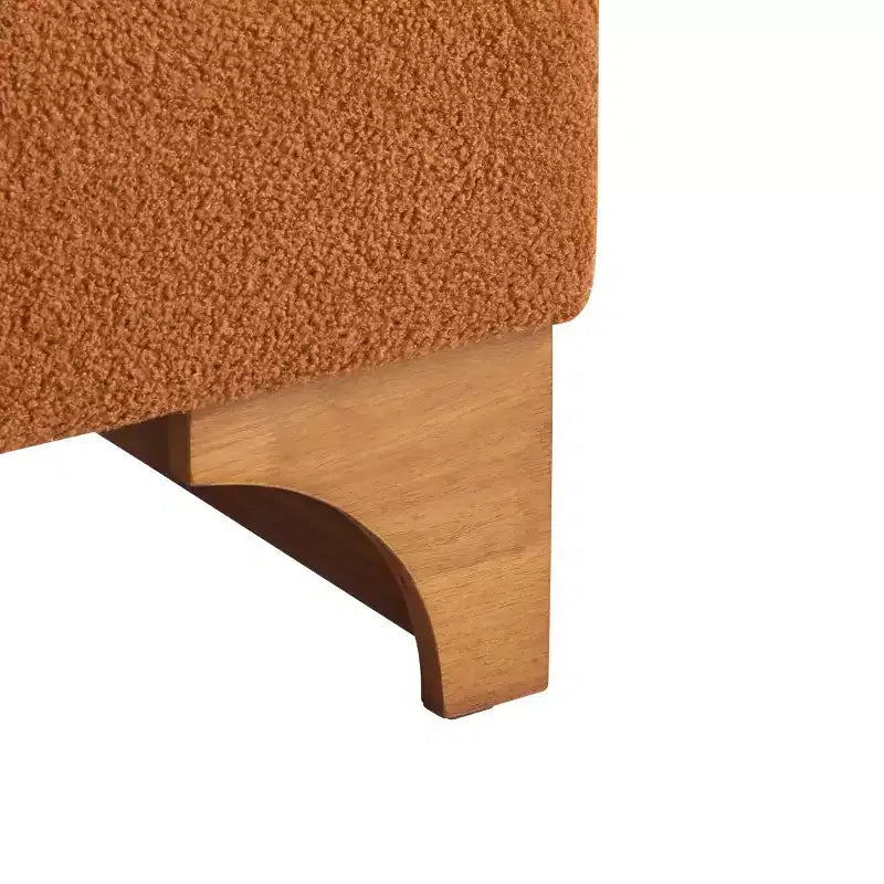 Fauteuil d'appoint moderne en bouclette avec dossier roulé et structure en bois massif pour salon, chambre ou bureau