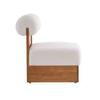 Fauteuil d'appoint moderne en bouclette avec dossier roulé et structure en bois massif pour salon, chambre ou bureau