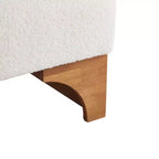 Fauteuil d'appoint moderne en bouclette avec dossier roulé et structure en bois massif pour salon, chambre ou bureau