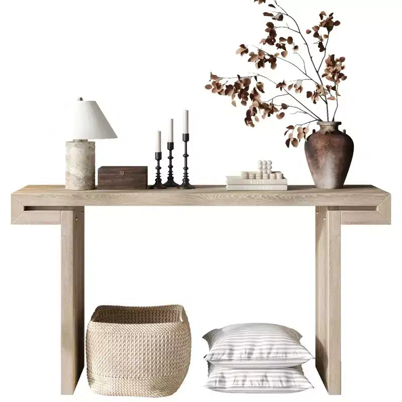 Console de Ferme Rustique 60 po, Table d'Entrée Étroite Effet Bois Vieilli pour Salon, Couloir