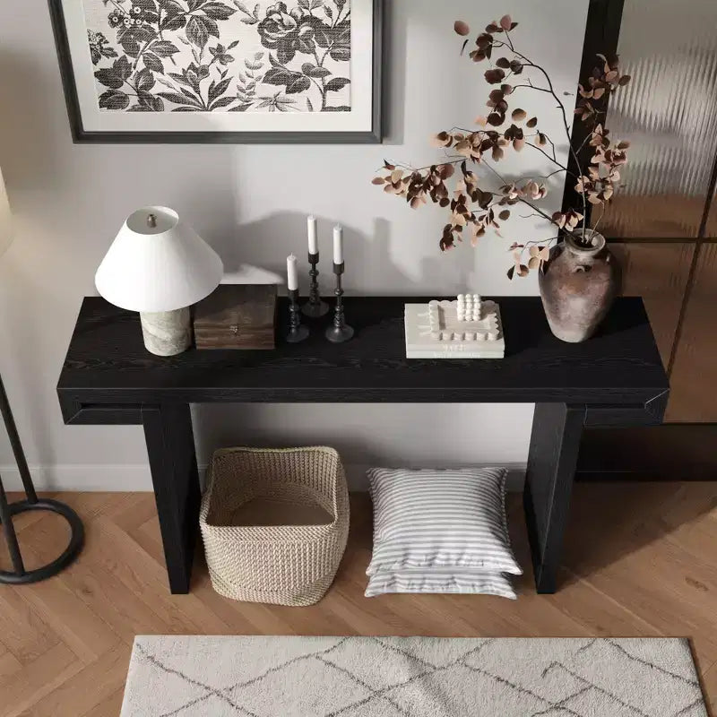 Console de Ferme Rustique 60 po, Table d'Entrée Étroite Effet Bois Vieilli pour Salon, Couloir