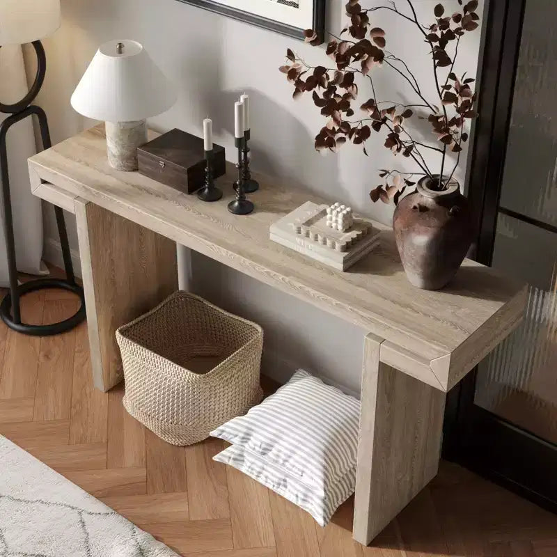 Console de Ferme Rustique 60 po, Table d'Entrée Étroite Effet Bois Vieilli pour Salon, Couloir