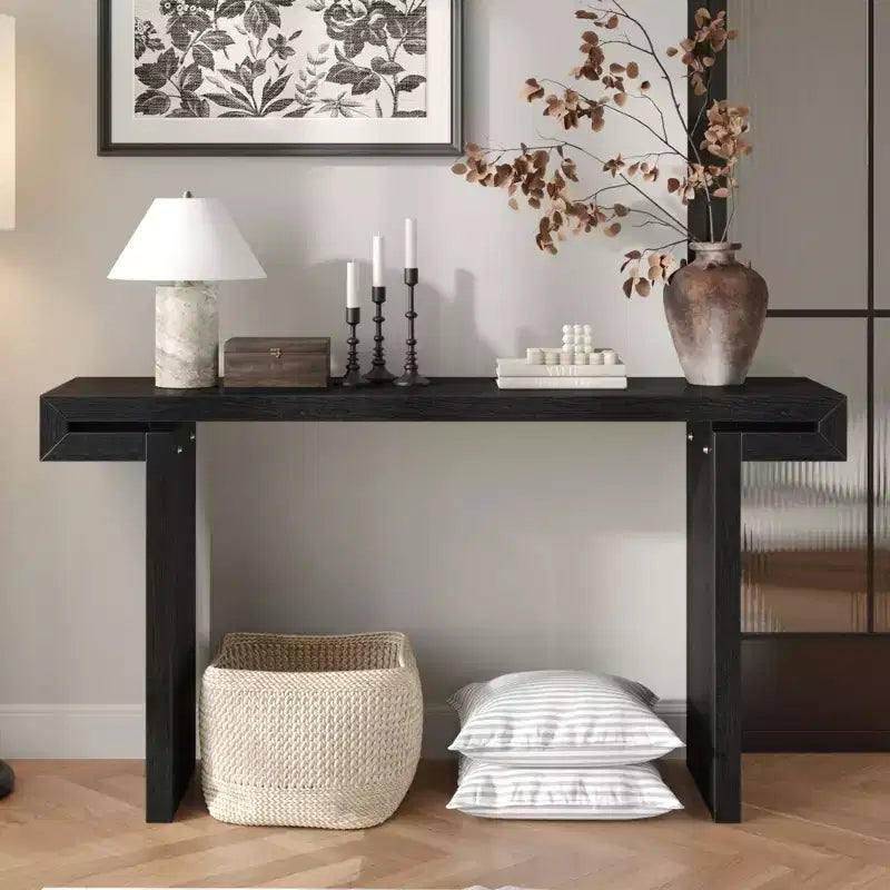 TUYOHW 60IN Rustic Farmhouse Console Table, Narrow Entryway Table Distressed Wood Finish Sofa Side Table for Living Room, Hallway