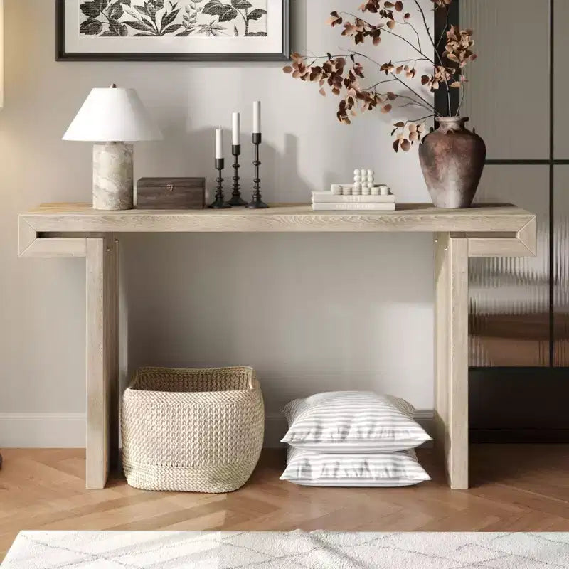 Console de Ferme Rustique 60 po, Table d'Entrée Étroite Effet Bois Vieilli pour Salon, Couloir