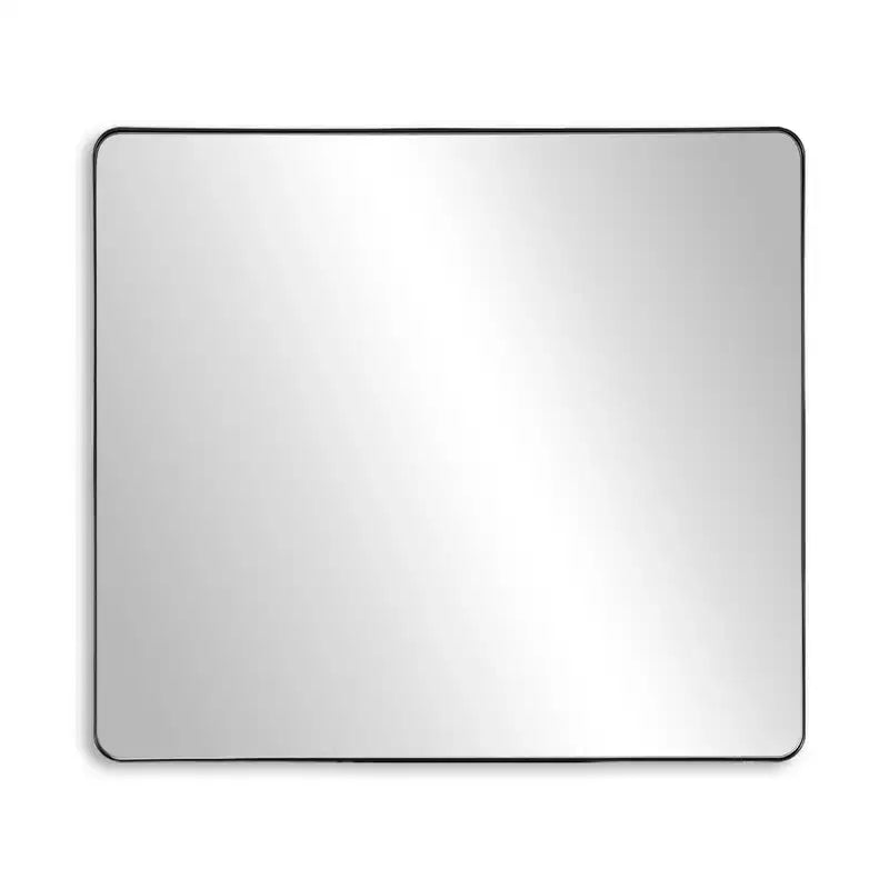 Miroir de salle de bain rectangulaire, 40x36, cadre en aluminium noir, grand miroir de vanité avec verre trempé