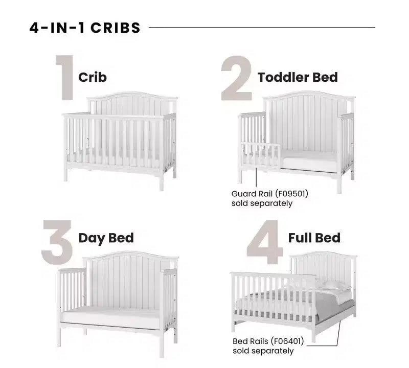 Ensemble de chambre de bébé 3 pièces, comprend un lit de bébé évolutif 4-en-1 et une table à langer