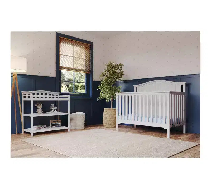 Ensemble de chambre de bébé 3 pièces, comprend un lit de bébé évolutif 4-en-1 et une table à langer