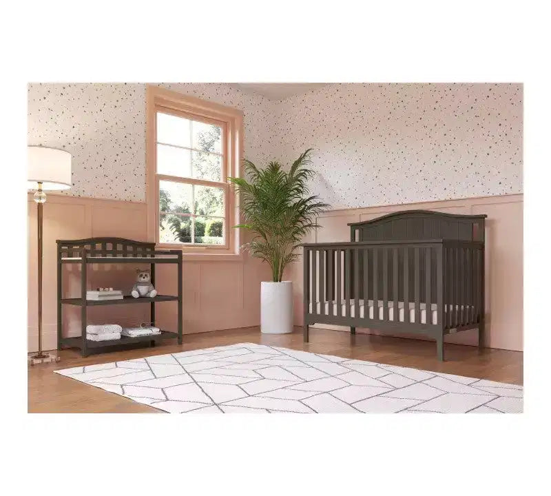 Ensemble de chambre de bébé 3 pièces, comprend un lit de bébé évolutif 4-en-1 et une table à langer