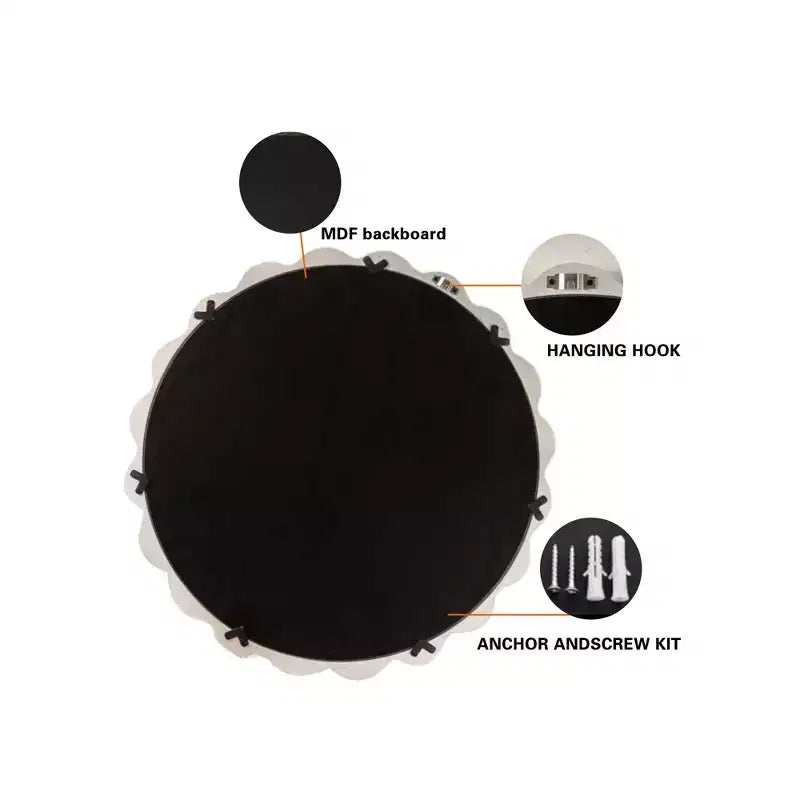Miroir Mural Rond Ondulé Moderne
