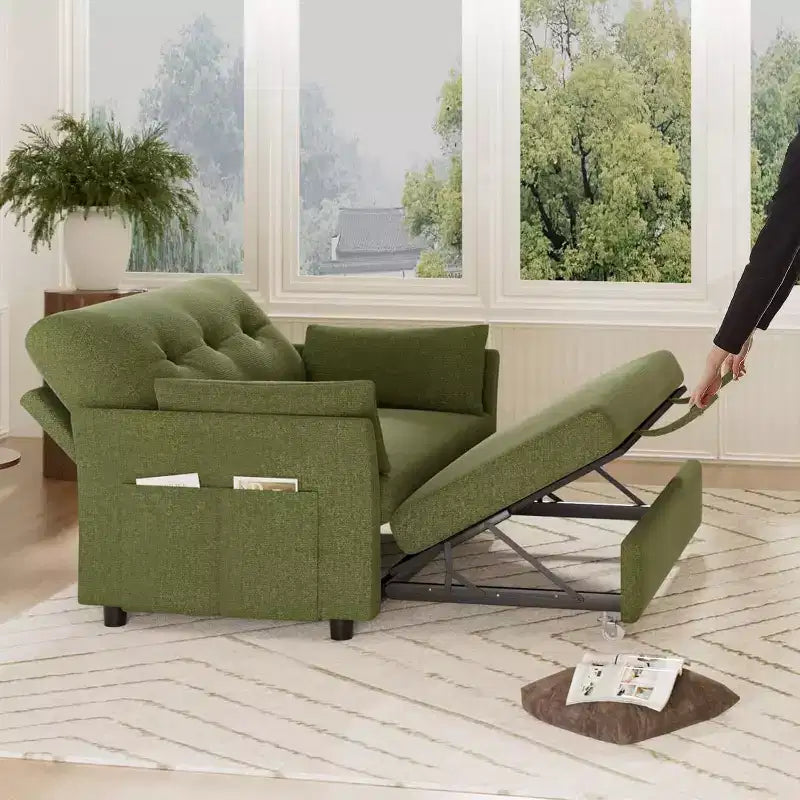 Canapé convertible avec lit gigogne, canapé-lit causeuse convertible 3-en-1 en chenille, dossier inclinable et poche latérale, assemblage sans outils
