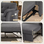 Canapé convertible avec lit gigogne, canapé-lit causeuse convertible 3-en-1 en chenille, dossier inclinable et poche latérale, assemblage sans outils