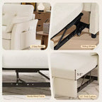 Canapé convertible avec lit gigogne, canapé-lit causeuse convertible 3-en-1 en chenille, dossier inclinable et poche latérale, assemblage sans outils