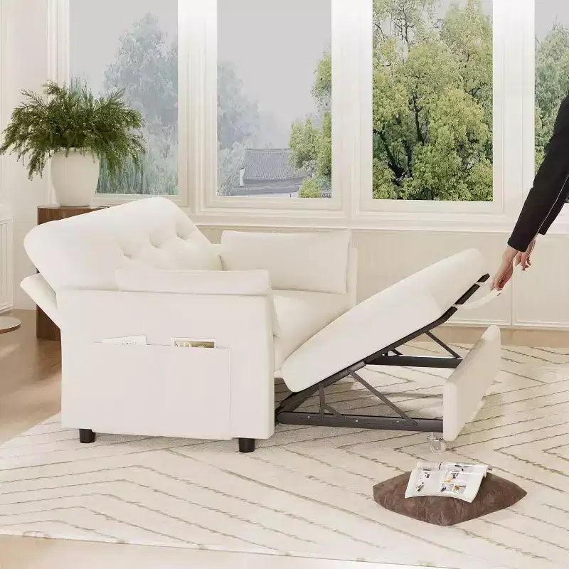 Canapé convertible avec lit gigogne, canapé-lit causeuse convertible 3-en-1 en chenille, dossier inclinable et poche latérale, assemblage sans outils