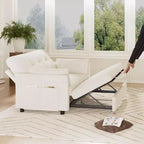 Canapé convertible avec lit gigogne, canapé-lit causeuse convertible 3-en-1 en chenille, dossier inclinable et poche latérale, assemblage sans outils
