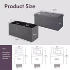Banc de rangement pliant ottoman, banc en tissu de lin doux pour le rangement et les sièges, banc repose-pieds de 30 pouces pour le salon, capacité de 113 kg