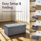 Banc de rangement pliant ottoman, banc en tissu de lin doux pour le rangement et les sièges, banc repose-pieds de 30 pouces pour le salon, capacité de 113 kg
