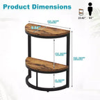 Table d'appoint demi-lune, petite table d'appoint minimaliste pour canapé et chevet, hauteur 60 cm, marron+noir