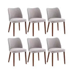 Modern Wing Back Dining Chairs Set of 6 - Upholstered, Thick Cushions, Wood Legs, Leveling Feet - Kitchen Dining Room, Linen or PU Leather,Gray
