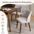 Lot de 6 chaises de salle à manger modernes à dossier ailé - Rembourrées, coussins épais, pieds en bois, pieds réglables - Cuisine Salle à manger, Lin ou cuir PU, Gris
