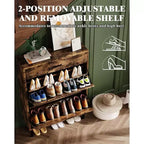 Meuble à chaussures étroit peu encombrant pour entrée, double tiroir pivotant, organisateur de chaussures autoportant, étagères réglables à 3 niveaux, rangement pour vestiaire