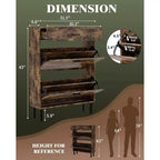 Meuble à chaussures étroit peu encombrant pour entrée, double tiroir pivotant, organisateur de chaussures autoportant, étagères réglables à 3 niveaux, rangement pour vestiaire