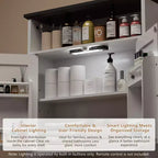 Meuble Haut de Salle de Bain avec Lumière à Détecteur, Armoire à Pharmacie Murale avec Étagères de Rangement et Porte-Serviettes pour Salle de Bain ou Buanderie, Blanc