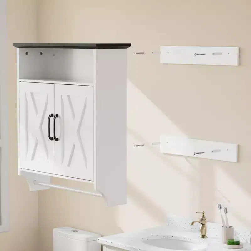 Meuble Haut de Salle de Bain avec Lumière à Détecteur, Armoire à Pharmacie Murale avec Étagères de Rangement et Porte-Serviettes pour Salle de Bain ou Buanderie, Blanc