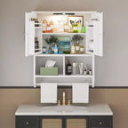 Meuble Haut de Salle de Bain avec Lumière à Détecteur, Armoire à Pharmacie Murale avec Étagères de Rangement et Porte-Serviettes pour Salle de Bain ou Buanderie, Blanc