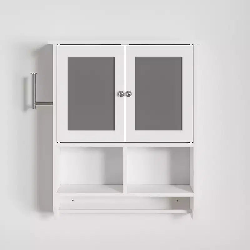 VECELO Bathroom Wall Cabinet with Sensor Light, Wall Mounted Medicine Cabinet with Storage Shelves and Towel Bar for Bathroom or Laundry Room, White