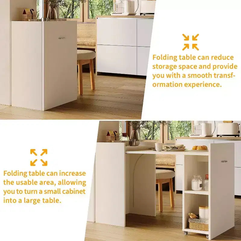Bureau d'ordinateur pliant de 50 pouces avec étagère et roulettes, Table d'écriture de bureau à domicile avec rangement pour chambre ou bureau d'étude