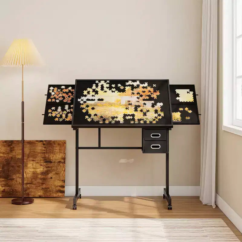 Table de puzzle de 1000 pièces avec 4 plateaux et 2 tiroirs pour adultes – Cadeau