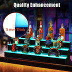 Étagère de présentation de bouteilles de liqueur à 3 niveaux et 48 pouces avec éclairage LED, 16 couleurs, 4 modes, télécommande et contrôle par application, étagère de bar murale en acrylique pour la maison/la cuisine