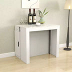 Table à manger extensible pour 6 à 8 personnes avec rangement, Console en bois avec prise électrique, Table dépliante peu encombrante pour salon, fête