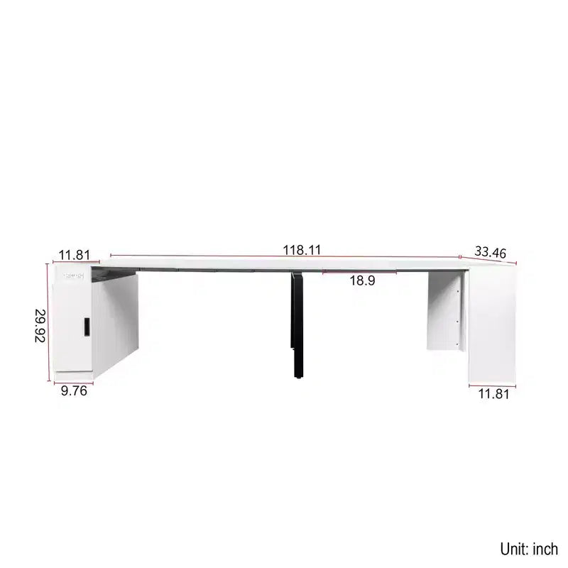 Table à manger extensible pour 6 à 8 personnes avec rangement, Console en bois avec prise électrique, Table dépliante peu encombrante pour salon, fête