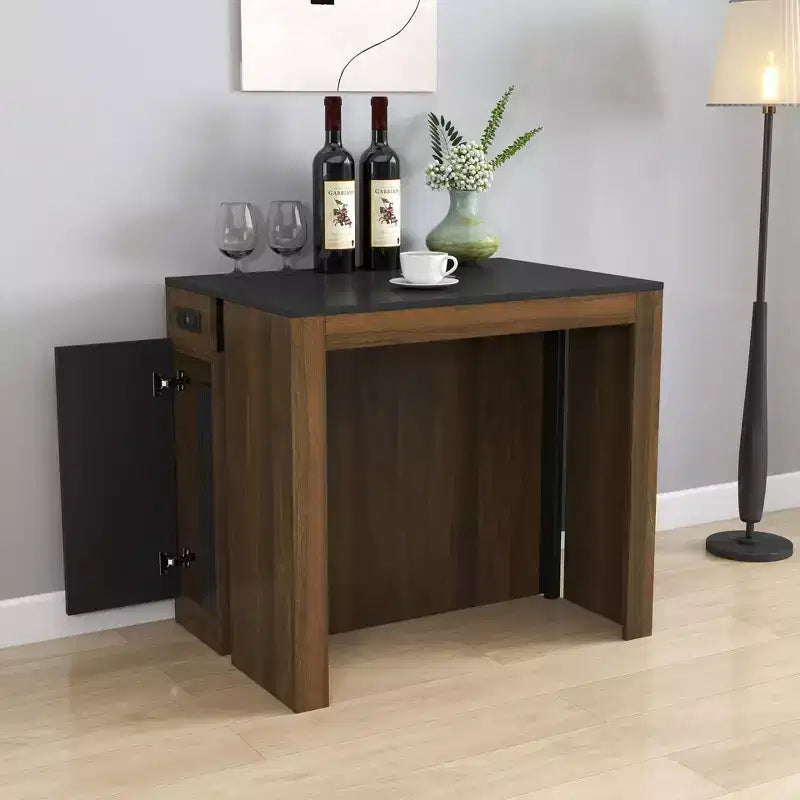 Table à manger extensible pour 6 à 8 personnes avec rangement, Console en bois avec prise électrique, Table dépliante peu encombrante pour salon, fête