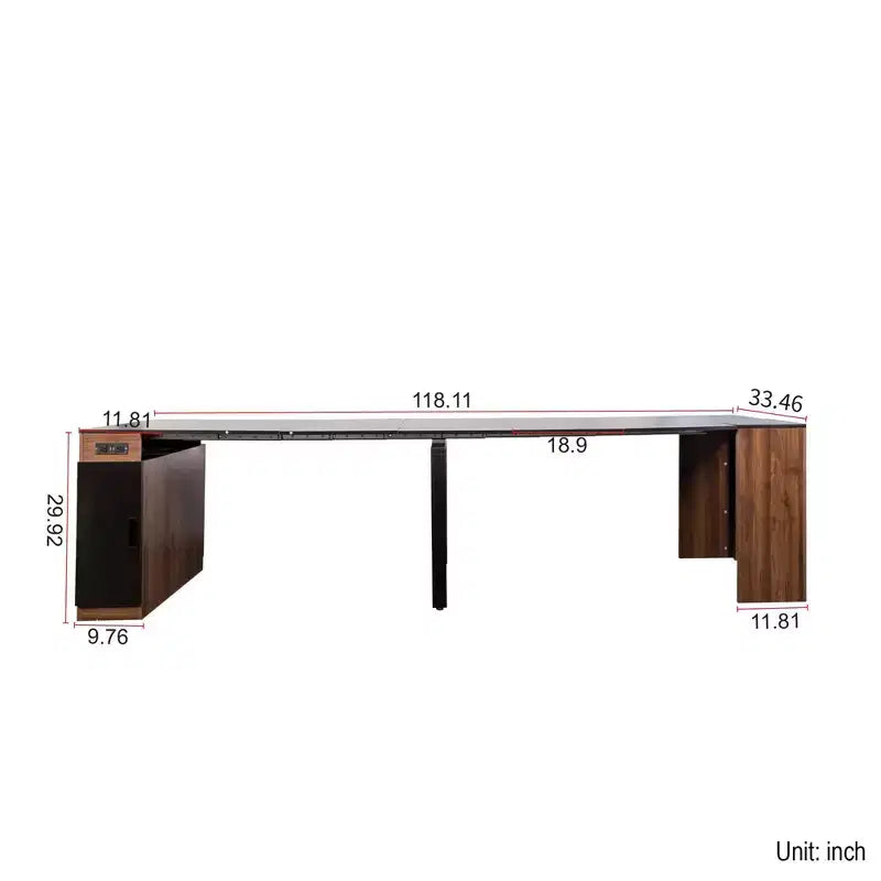 Table à manger extensible pour 6 à 8 personnes avec rangement, Console en bois avec prise électrique, Table dépliante peu encombrante pour salon, fête