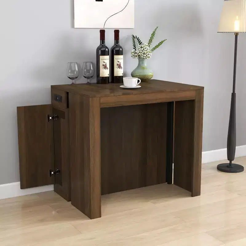 Table à manger extensible pour 6 à 8 personnes avec rangement, Console en bois avec prise électrique, Table dépliante peu encombrante pour salon, fête