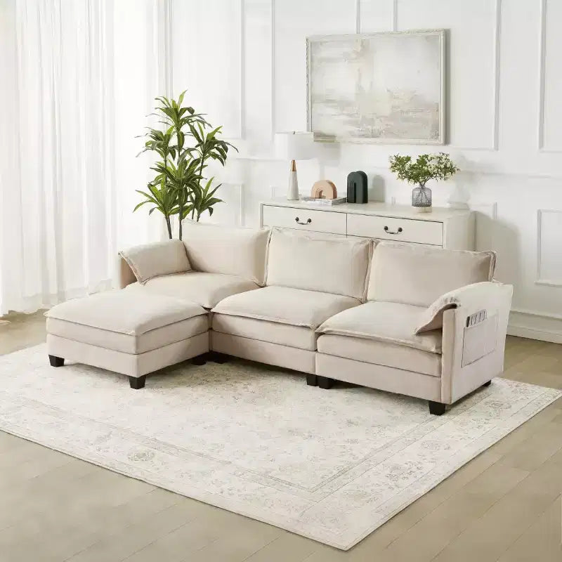 Canapé Cloud 3 places de style Mid-Century Modern avec coussins double épaisseur, canapé rembourré confortable pour salon, chambre