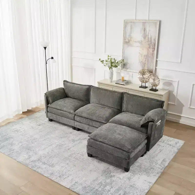 Canapé Cloud 3 places de style Mid-Century Modern avec coussins double épaisseur, canapé rembourré confortable pour salon, chambre
