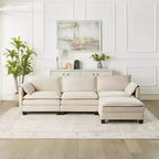 Mid-Century Modern 3-Seater Cloud Sofa with Double-Layer Cushions, Comfortable Upholstered Couch for Living Room, Bedroom-Panipeachy