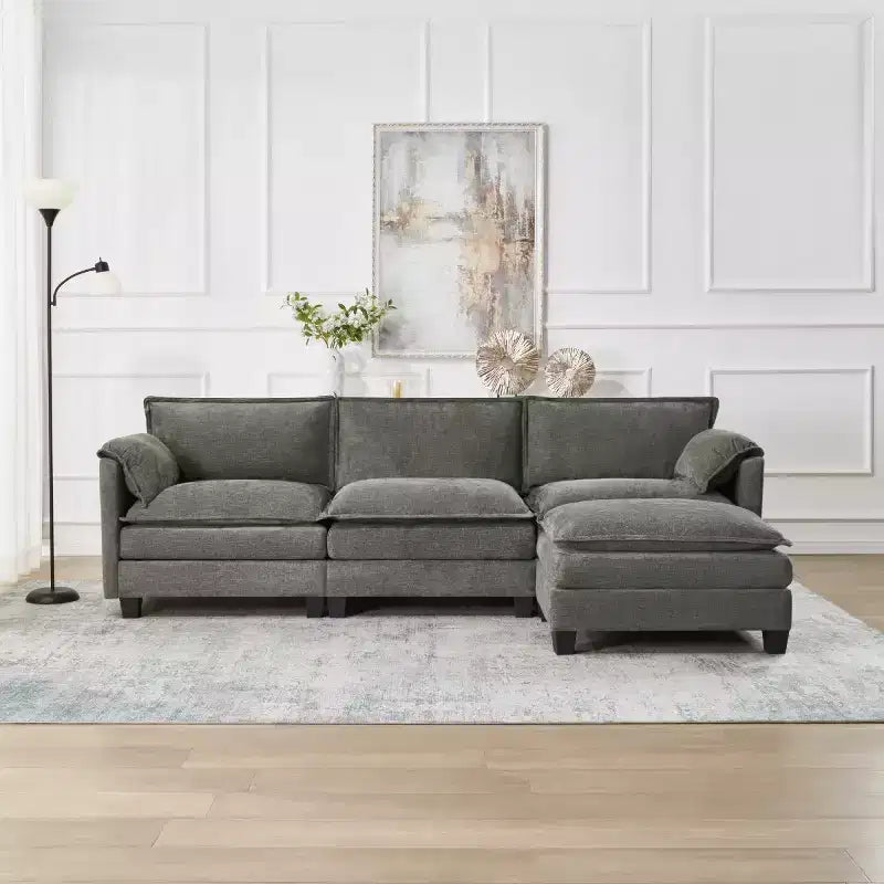 Canapé Cloud 3 places de style Mid-Century Modern avec coussins double épaisseur, canapé rembourré confortable pour salon, chambre