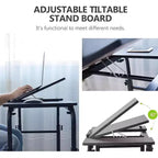 Table de lit d'hôpital réglable sur roulettes avec plateau inclinable, compatible avec les ordinateurs portables et les repas au lit, bureau roulant à hauteur et longueur réglables pour un usage domestique et médical