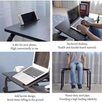 Table de lit d'hôpital réglable sur roulettes avec plateau inclinable, compatible avec les ordinateurs portables et les repas au lit, bureau roulant à hauteur et longueur réglables pour un usage domestique et médical