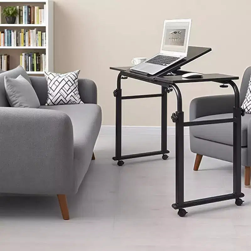 Table de lit d'hôpital réglable sur roulettes avec plateau inclinable, compatible avec les ordinateurs portables et les repas au lit, bureau roulant à hauteur et longueur réglables pour un usage domestique et médical