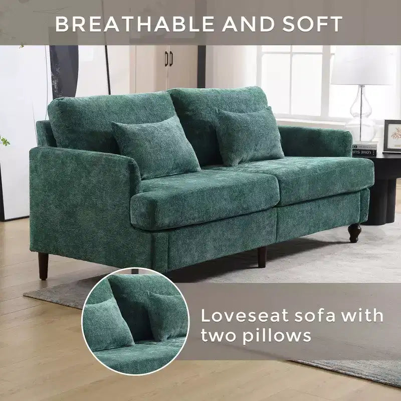 Canapé moderne en chenille de 175 cm, canapé 2 places avec coussin d'assise amovible pour salon, appartement, chambre à coucher
