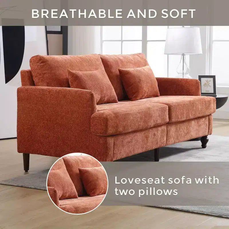 Canapé moderne en chenille de 175 cm, canapé 2 places avec coussin d'assise amovible pour salon, appartement, chambre à coucher