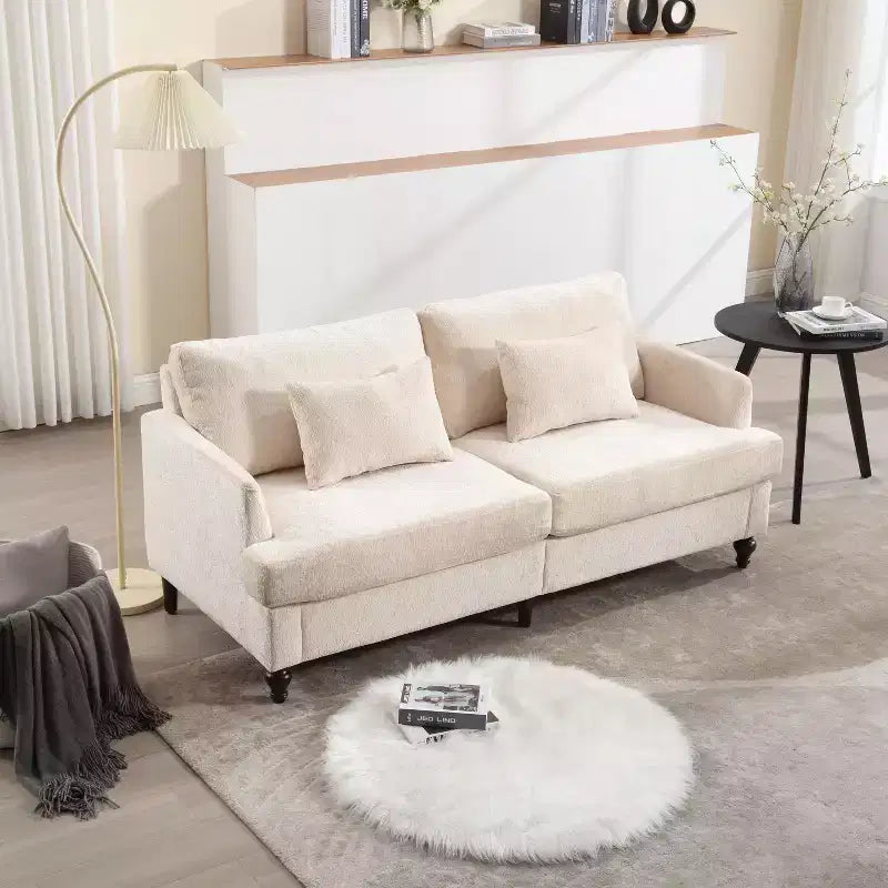 Canapé moderne en chenille de 175 cm, canapé 2 places avec coussin d'assise amovible pour salon, appartement, chambre à coucher