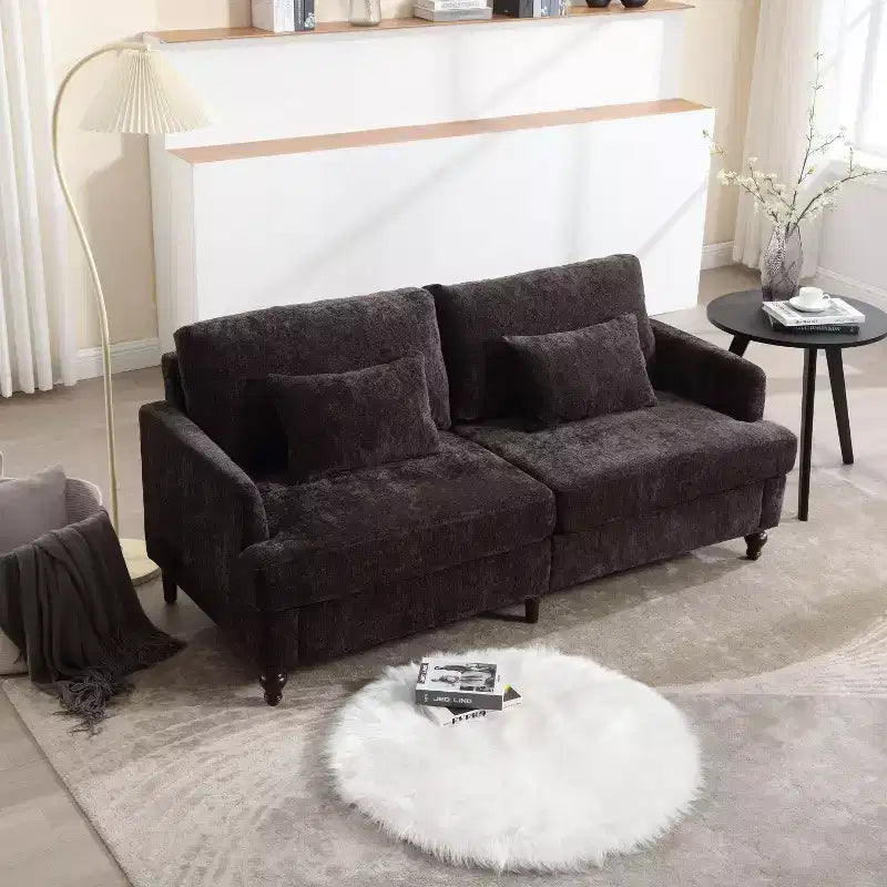 Canapé moderne en chenille de 175 cm, canapé 2 places avec coussin d'assise amovible pour salon, appartement, chambre à coucher